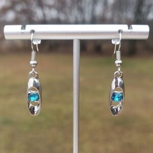 42. Silver and Blue Drop Earrings